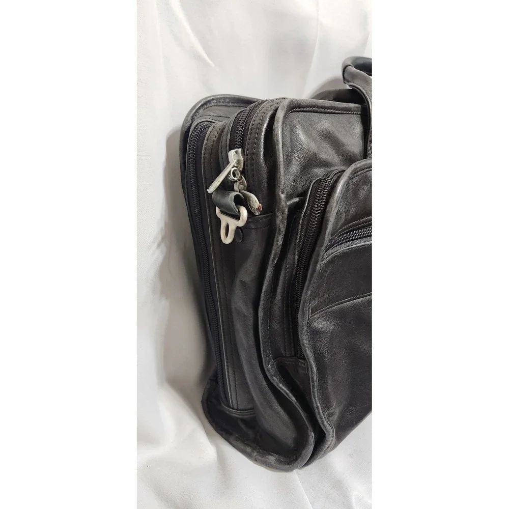 Vintage Briggs & Riley Black Leather Executive Briefcase Laptop Messenger Bag